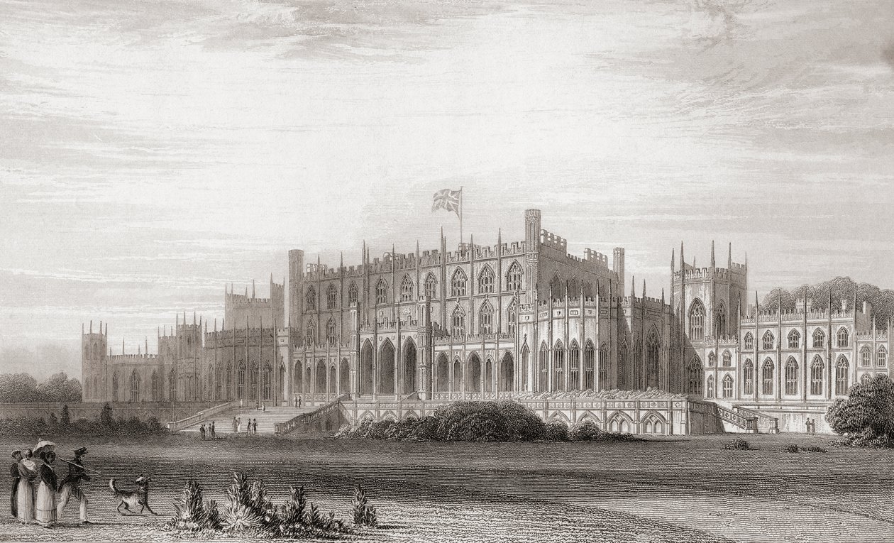 Eaton Hall, Cheshire, Anglie na počátku 19. století. Z Churton