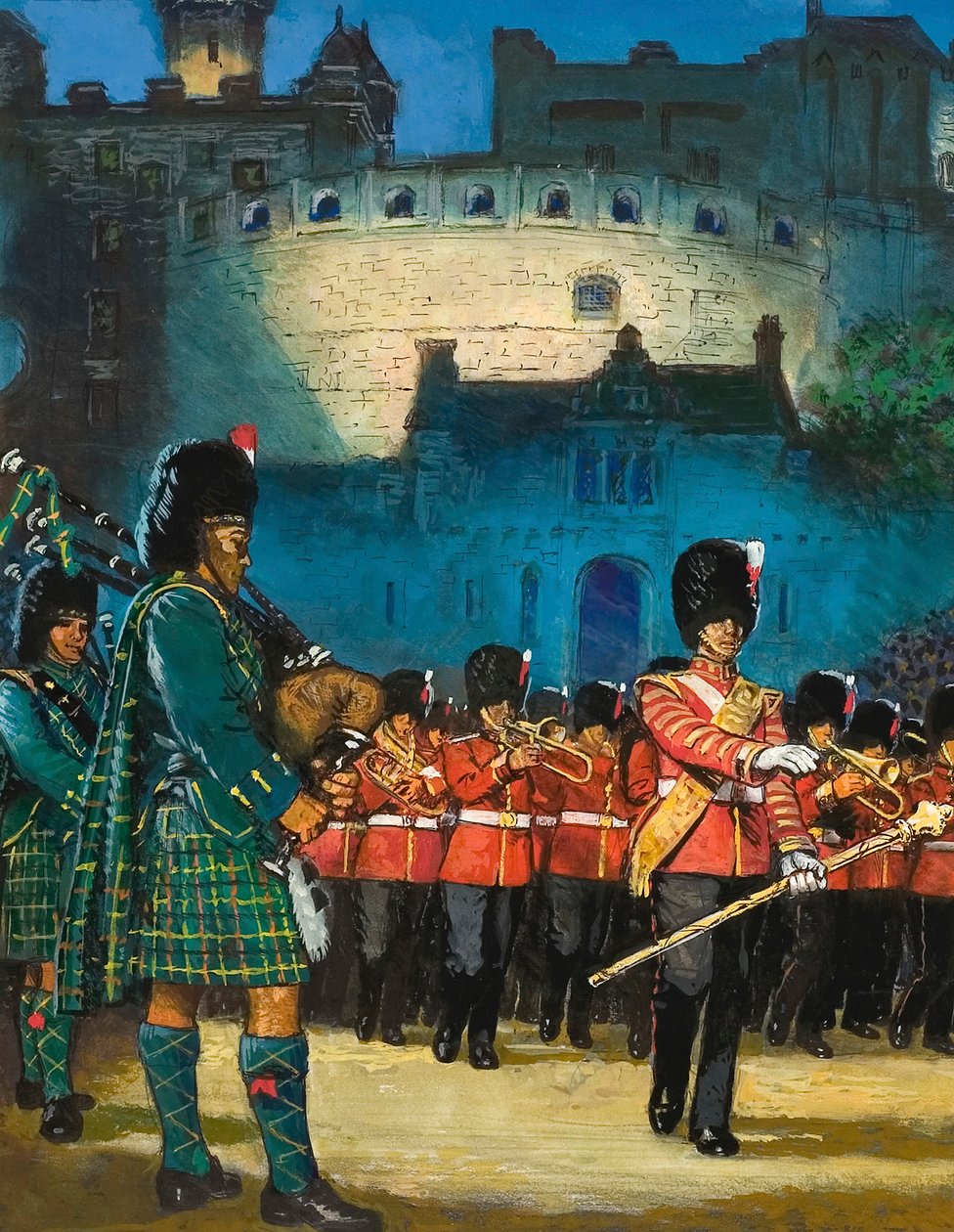 Edinburské tetování (kvaš na papíře) od English School