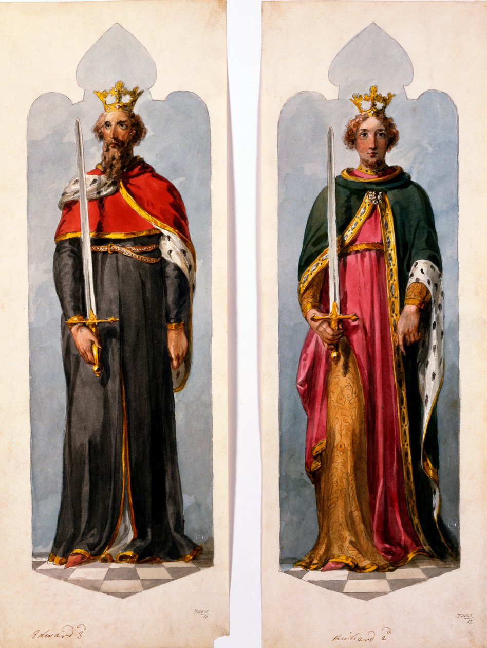 Edward II a Richard I (wc na papíře) od English School