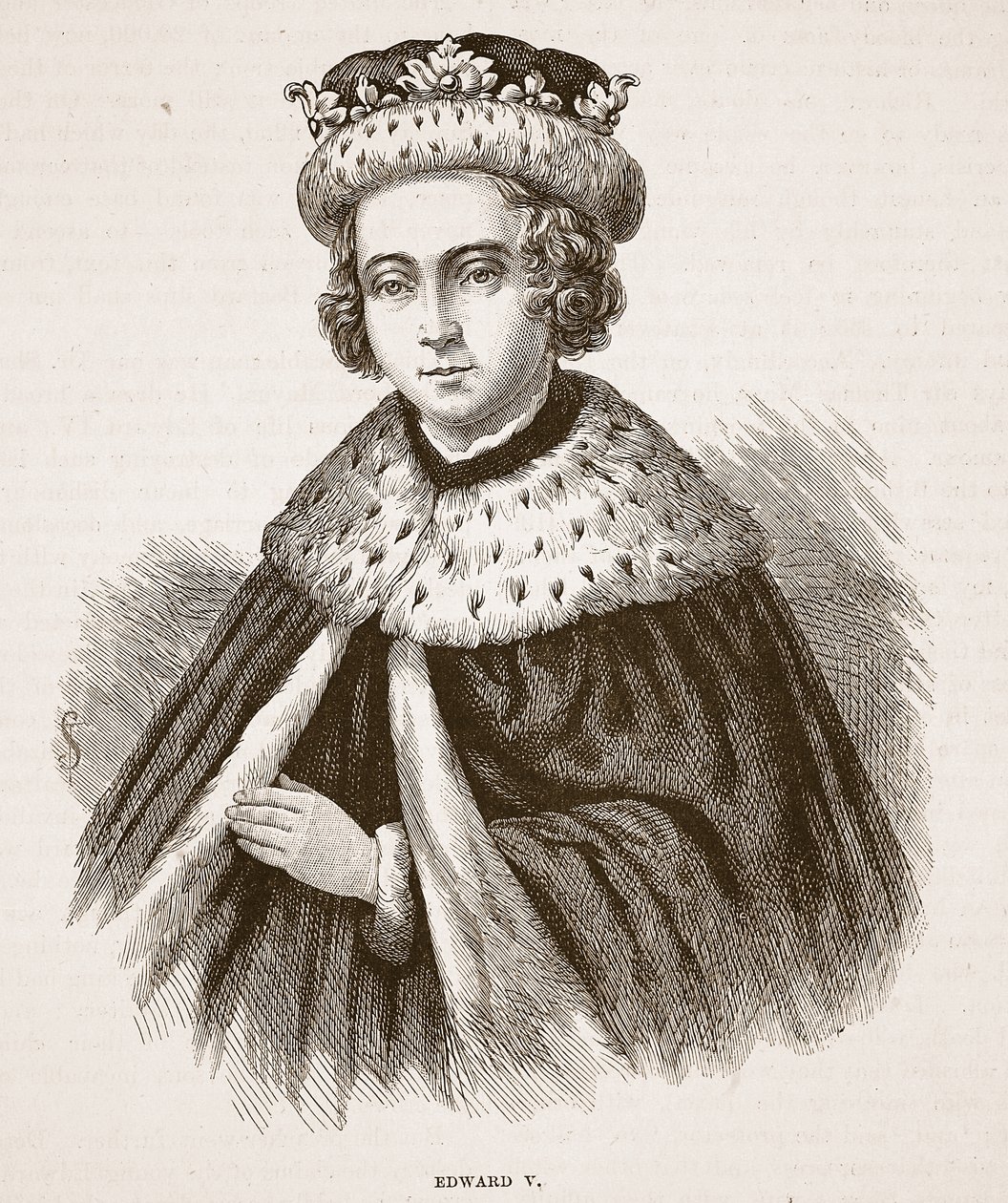 Edward V, ilustrace z Cassells Illustrated History of England (sépiová fotografie) od English School