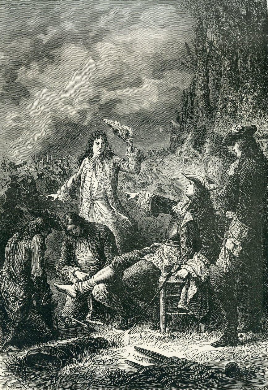 Edward Villiers zraněn v bitvě u Newbury, 1643 od English School
