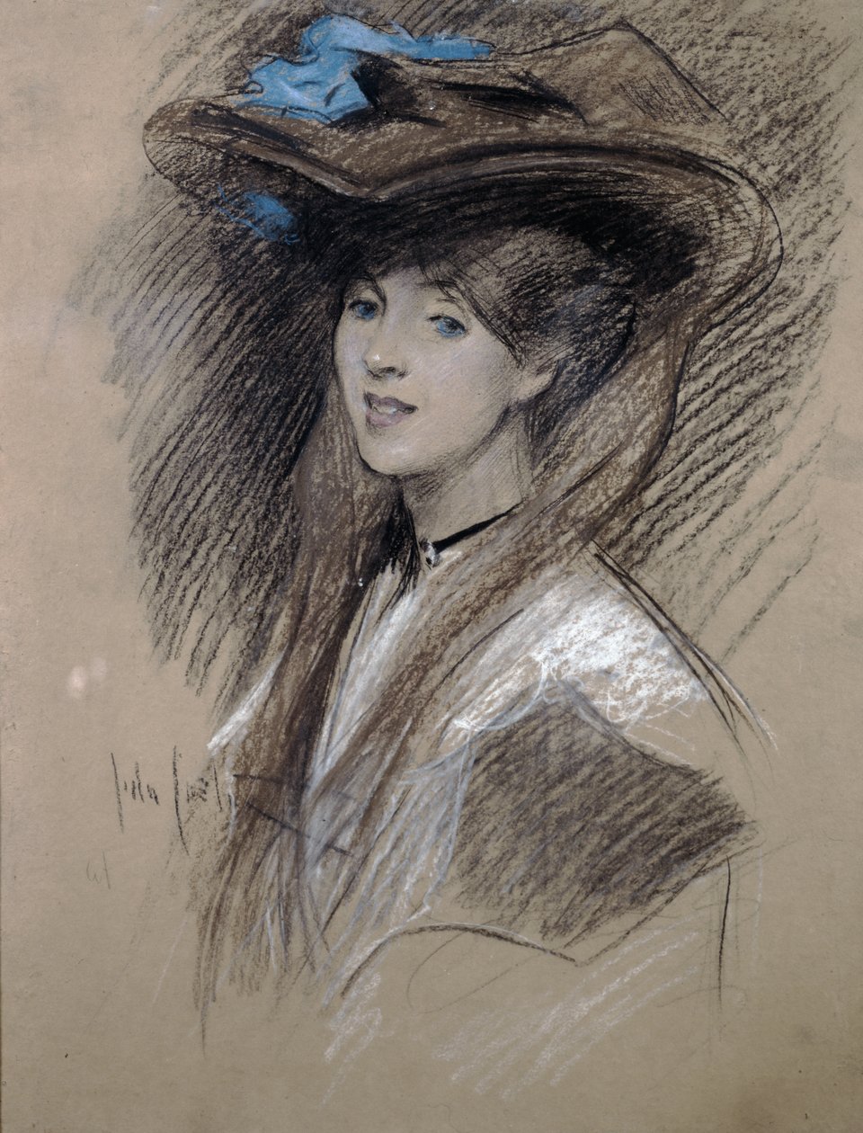 Edwardian lady (barevné křídy na papíře) od English School