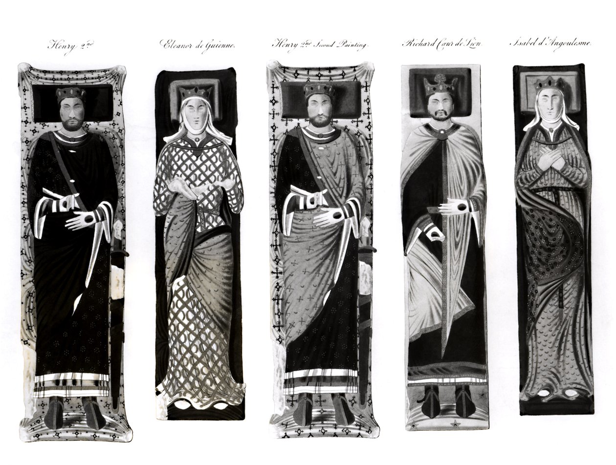 Podobizny Jindřicha II. (1133-89) Eleonory Akvitánské (asi 1122-1204) Richarda Coeur de Lion (1157-99) a Isabely d