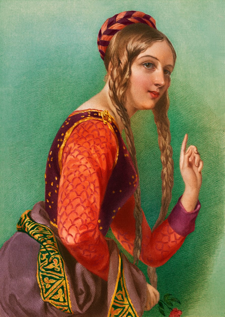 Eleonora Akvitánska, královna Jindřicha II., tisk Henry G. Bohn od English School