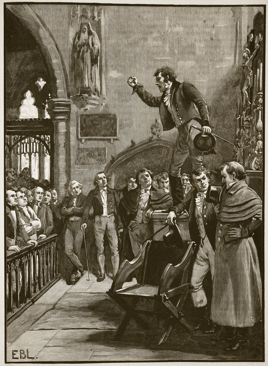 Volební shromáždění v Irsku, 1825, ilustrace z Cassells Illustrated History of England (sépiová fotografie) od English School