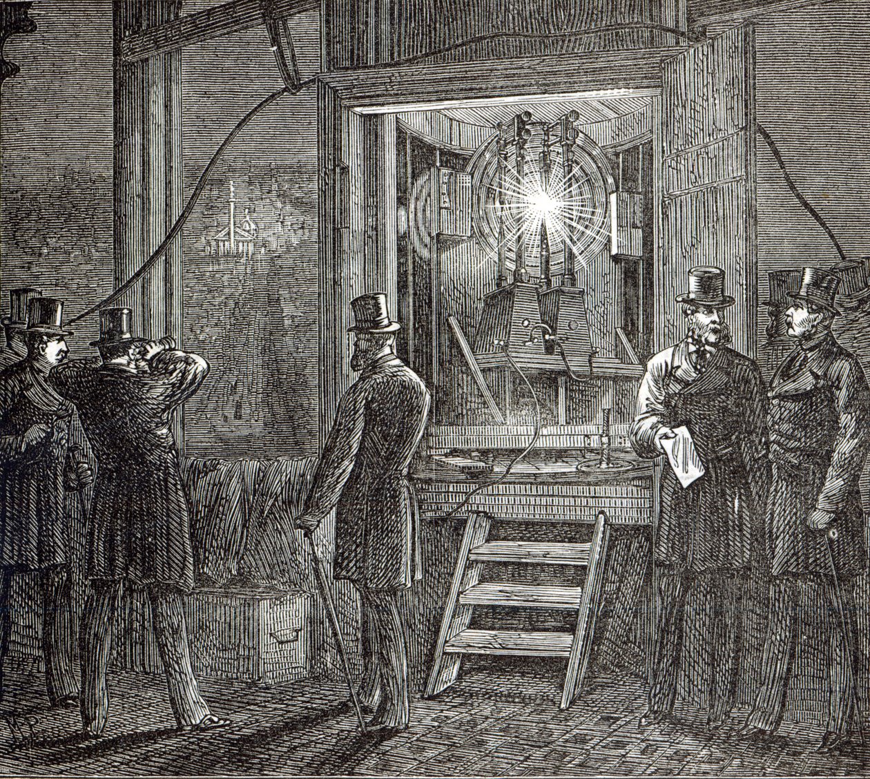 Elektrické zařízení pro Clock Tower, Houses of Parliament z The Illustrated London News, 16. srpna 1873 od English School