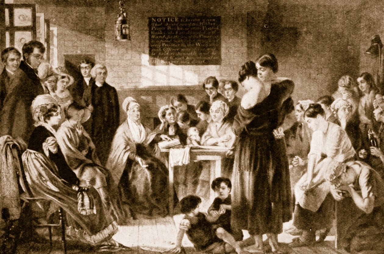 Elizabeth Fry čte Bibli ve vězení od English School