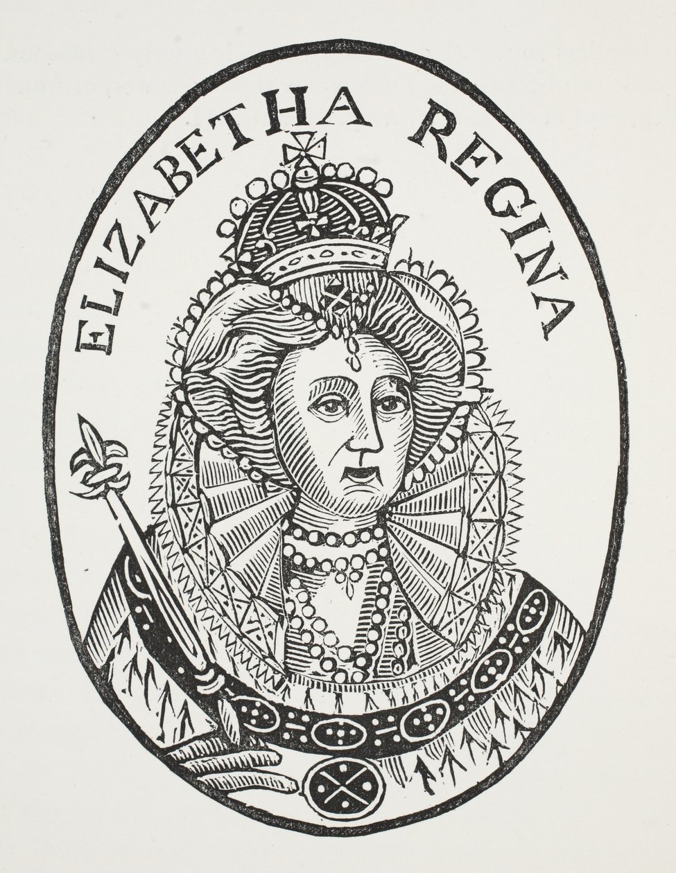 Elizabeth Regina, ilustrace z Chap-books of the Eighteenth Century od Johna Ashtona, hospoda. 1882 od English School