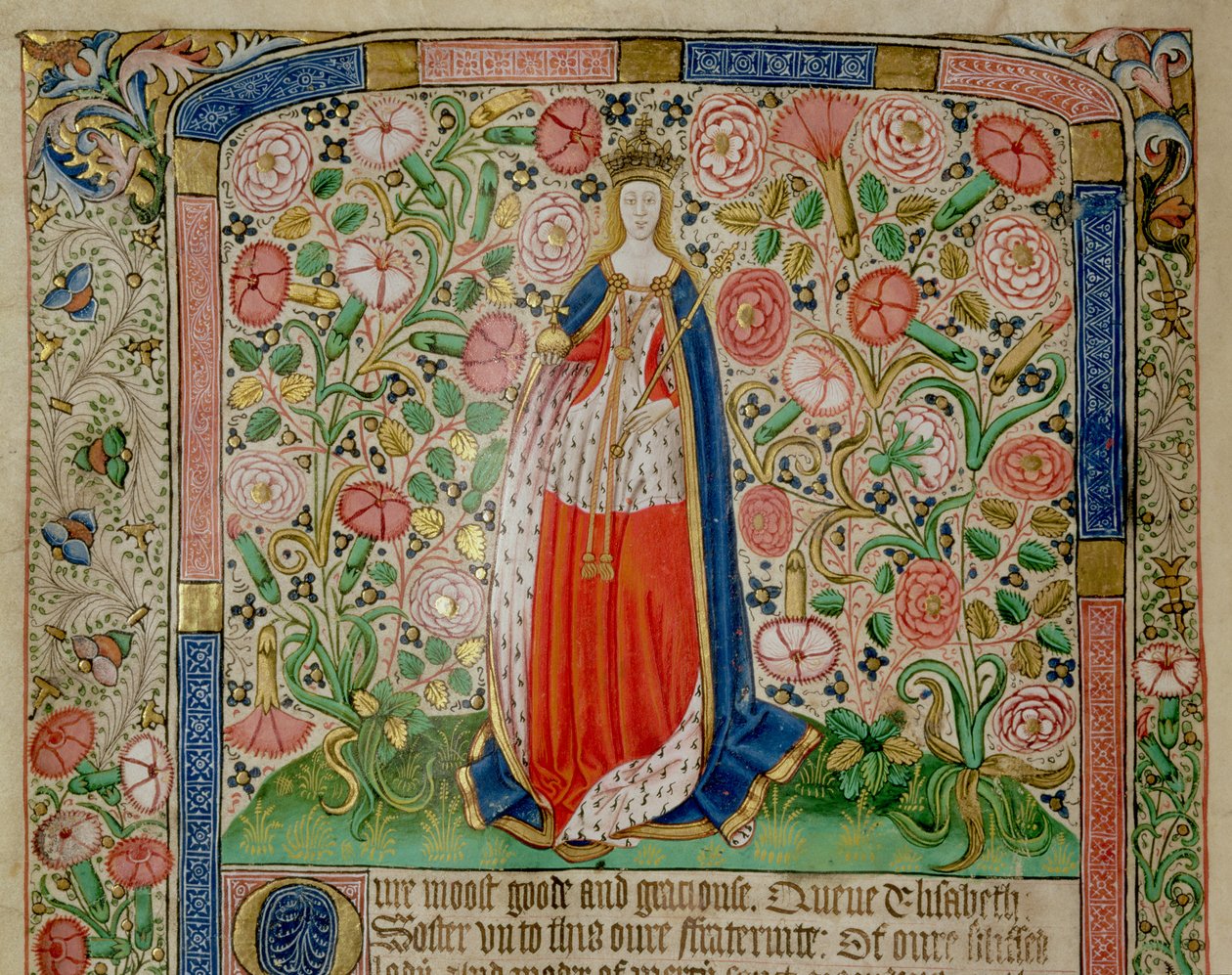 Elizabeth Woodville (asi 1437–92) královna choť anglického krále Edwarda IV. (1442–83) (vellum) (detail 70062) od English School