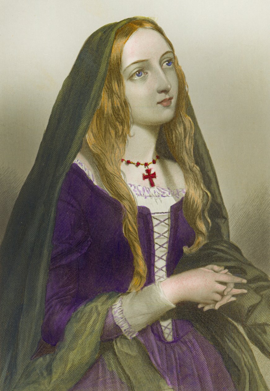 Elizabeth Woodville, královna choť Edwarda IV., král Anglie, tisk Henry G. Bohm, 1856 od English School