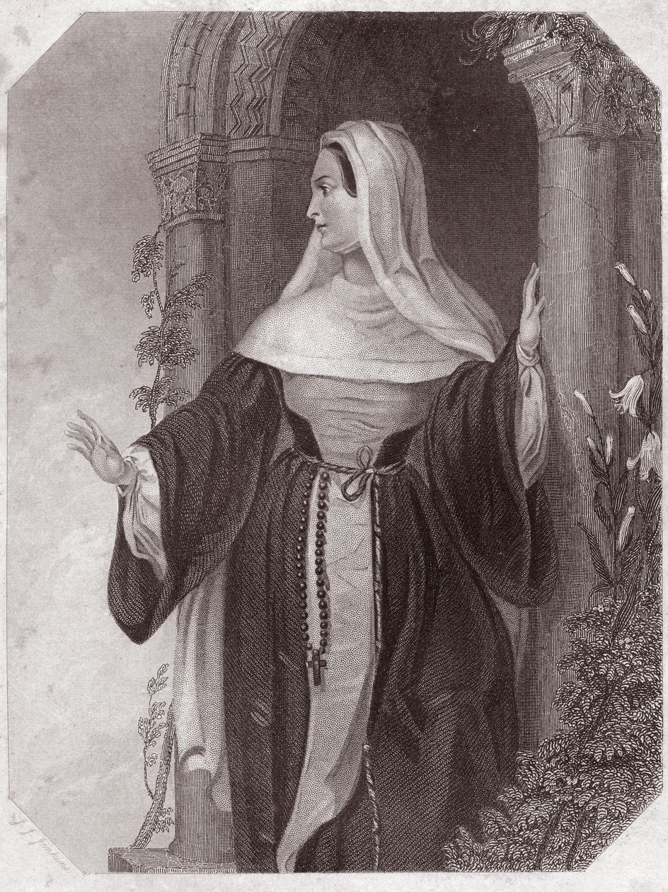 Emilie, manželka Aegeona, abatyše komunity Ephese (Komedie omylů) Emilia Lady Abbess at Ephesus (Komedie omylů) v - „“ Galerie des femmes de Shakespeare, sbírka čtyřiceti pěti vážných portrétů raných londýnských umělců , obohacený o od English School