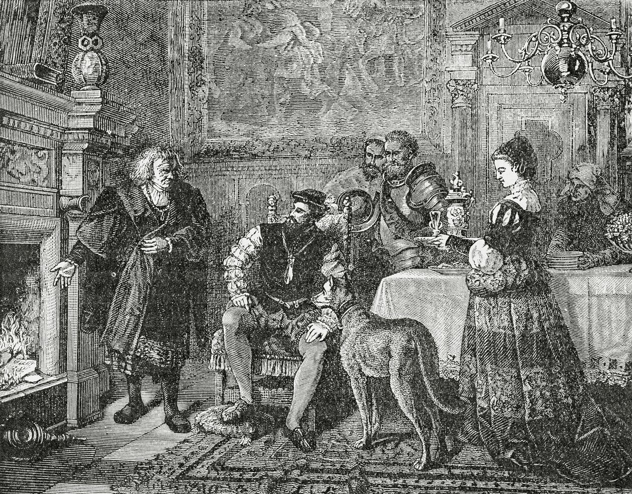 Císař Karel V. na návštěvě u Fuggerů, 1882 od English School