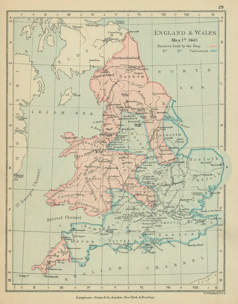 Anglie a Wales (barevná litografie) od English School