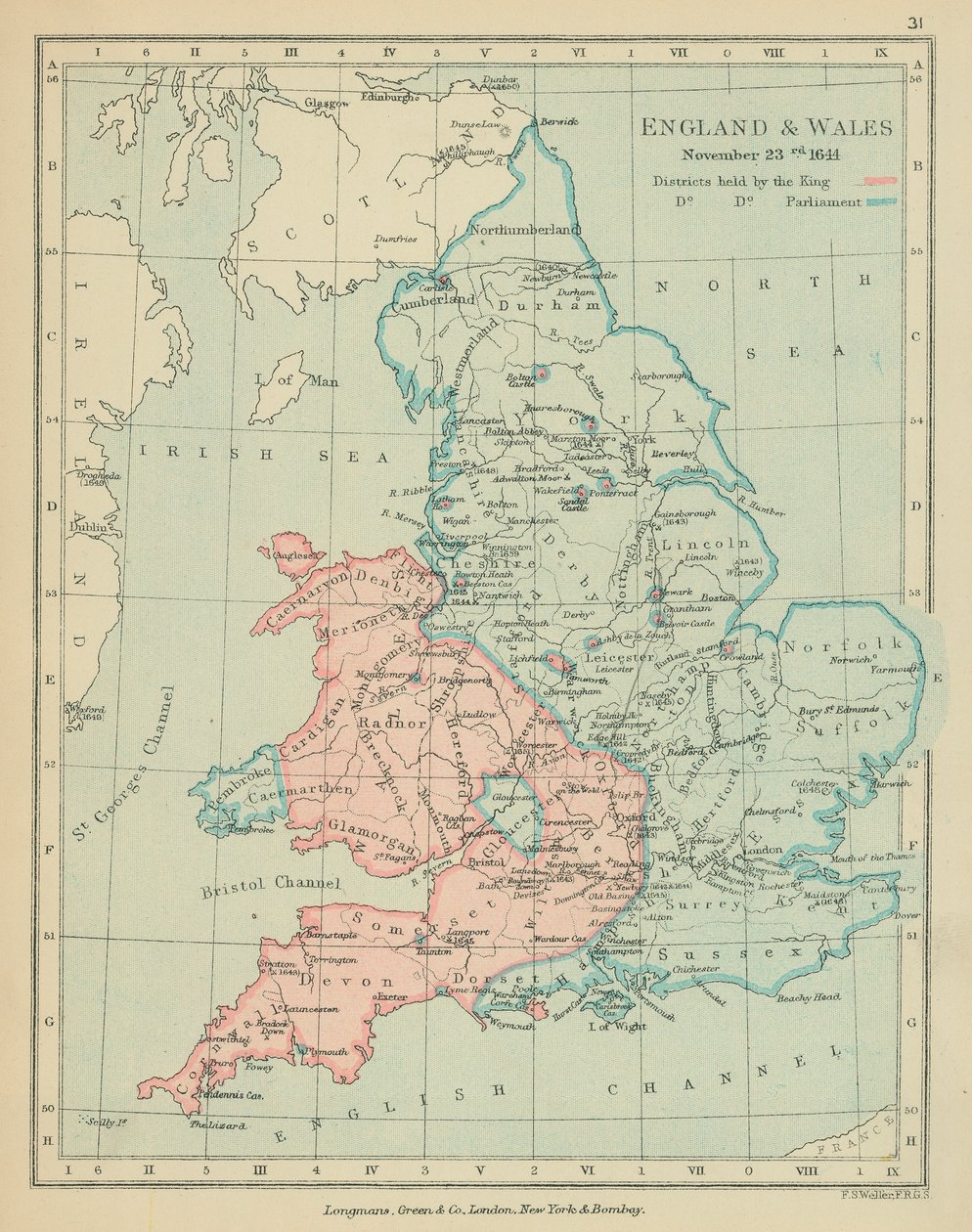 Anglie a Wales (barevná litografie) od English School