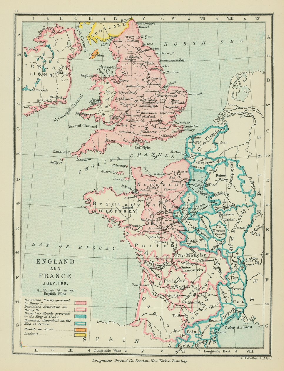 Anglie a Francie (barevná litografie) od English School