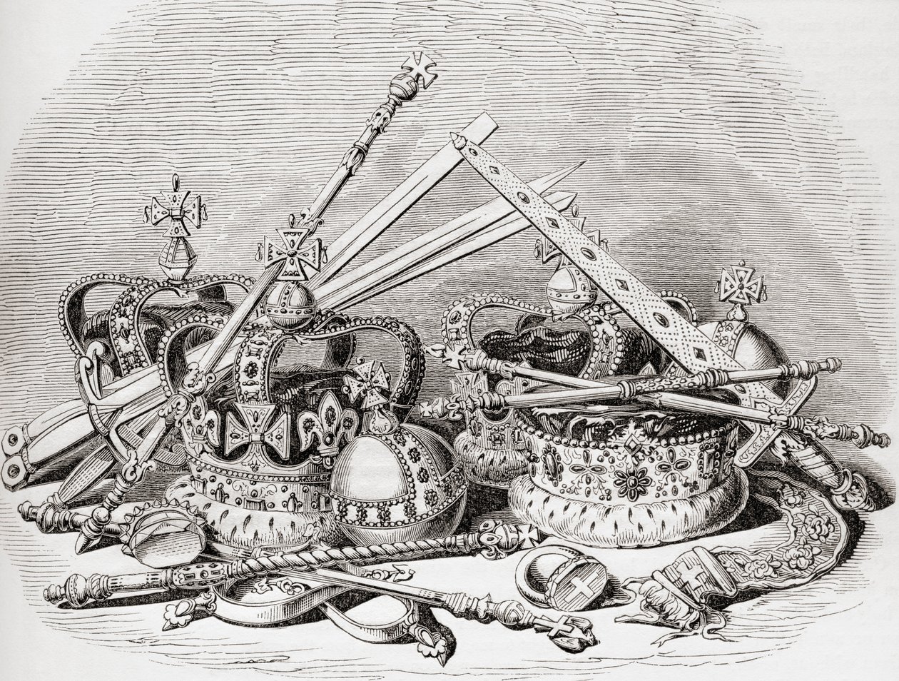 Anglické regálie, ze staré Anglie: Obrazové muzeum, hospoda. 1847 od English School