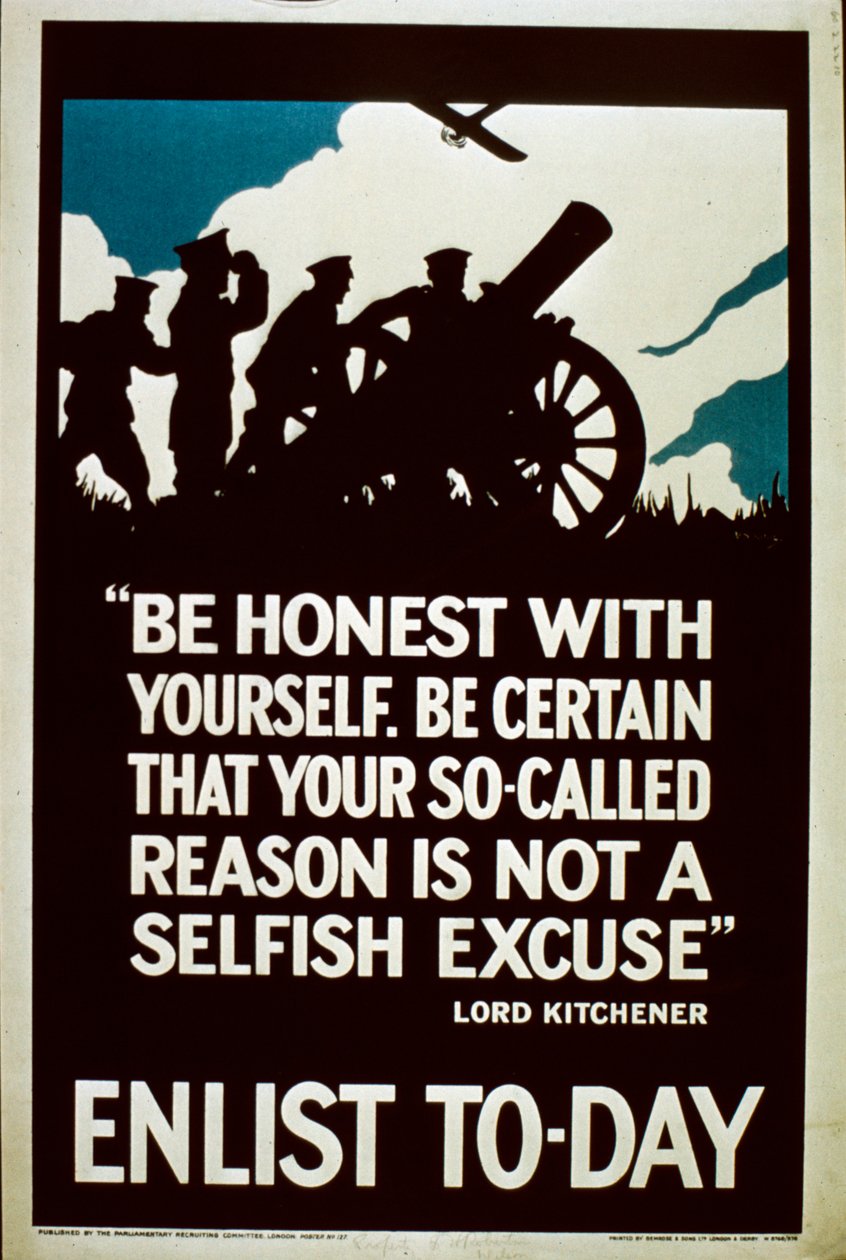 Enlist To-Day Recruitment Poster, 1914-18 od English School