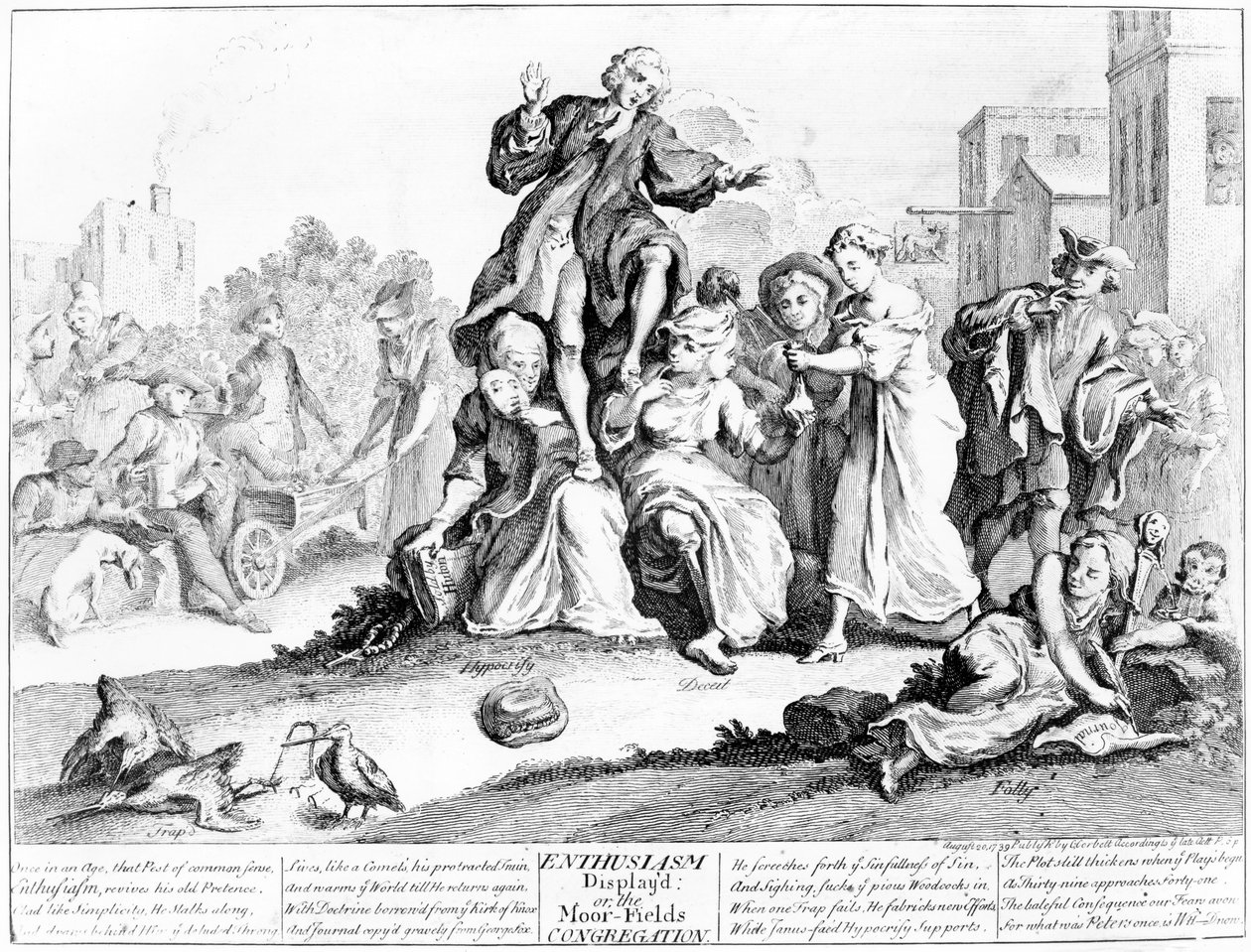 Projevené nadšení neboli shromáždění Moor Fields, 1739 od English School
