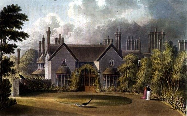 Vchod do chaty Jeho Veličenstva, Windsor Great Park, od R. Ackermanna (1764-1834) 