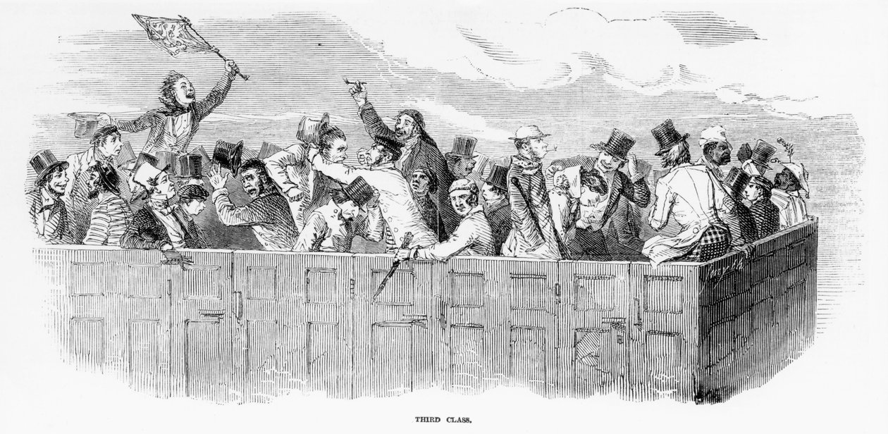 Epson Races 1847: The Railway - Third Class (rytina) od English School