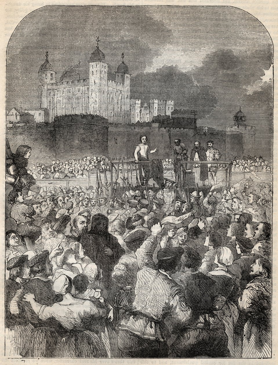 Poprava vévody z Northumberlandu na Tower Hill - 1553 (John Dudley od English School