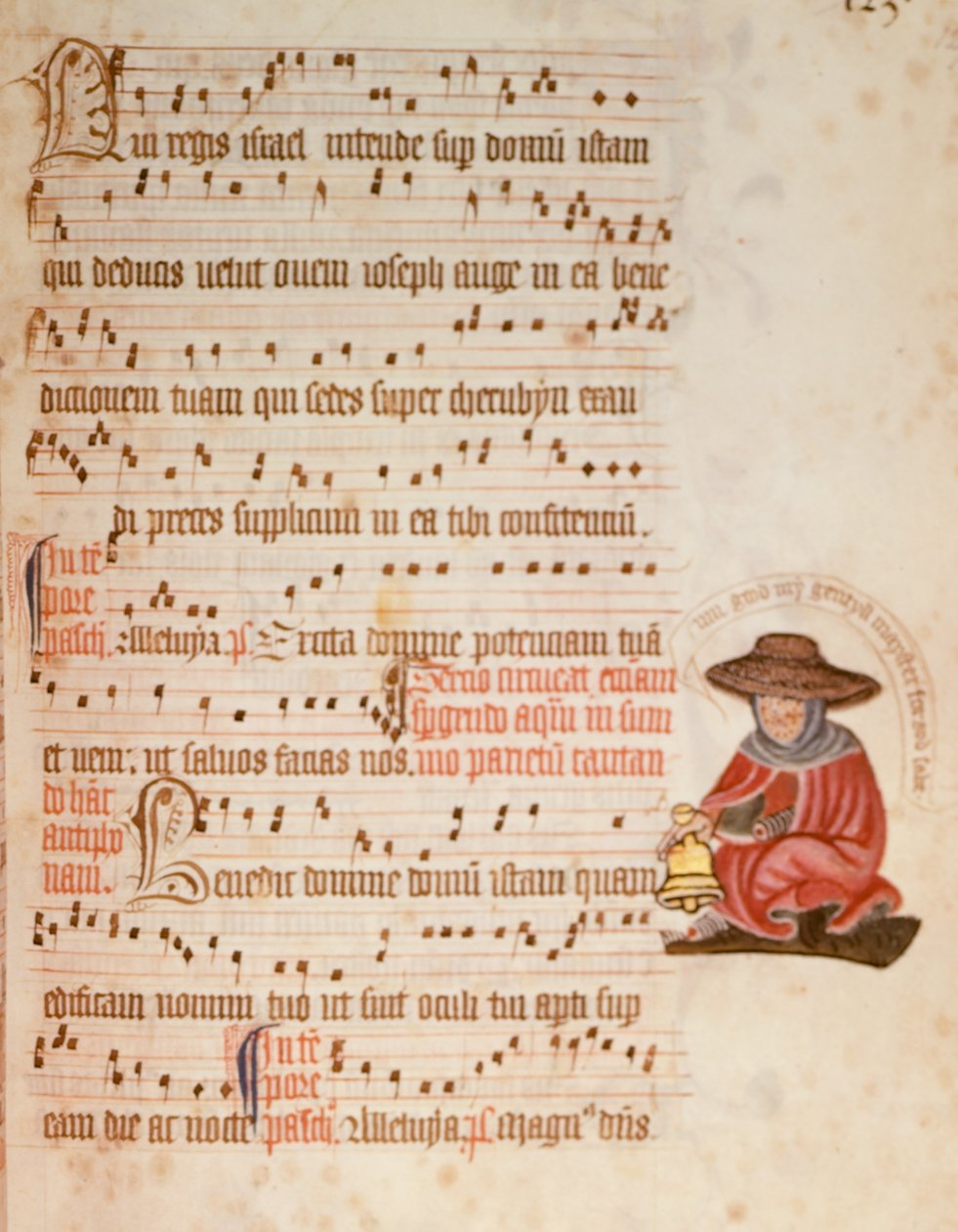 F.127 Notový arch s kresbou malomocného, cca 1400 (vellum) od English School