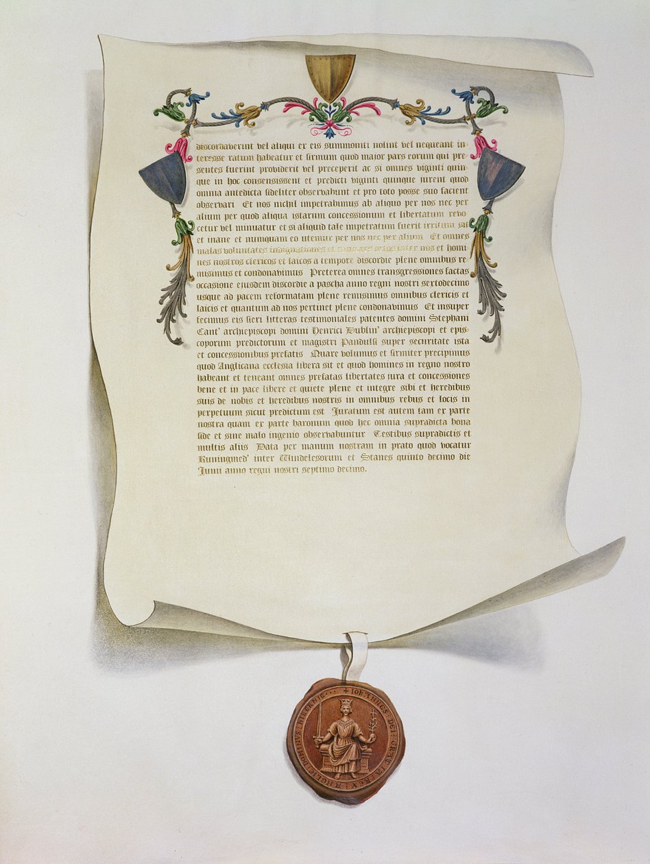 Faksimile vydání Magna Charta, poprvé vydané v roce 1225, 1816 od English School