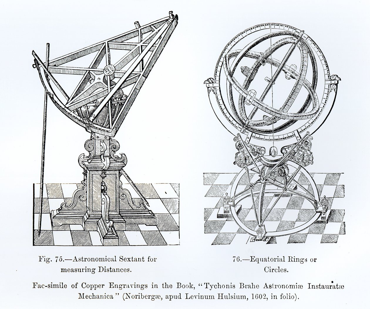 Faksimile měděných rytin od Tychonis Brahe Astronomiae Instauratae Mechanica, 1602 od English School