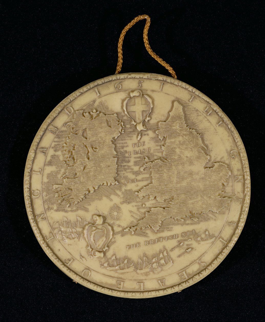 Faksimile Velké pečeti Anglie z roku 1651, zadní strana ukazuje mapu Anglie, Walesu a Irska (viz 105041 pro líc) od English School