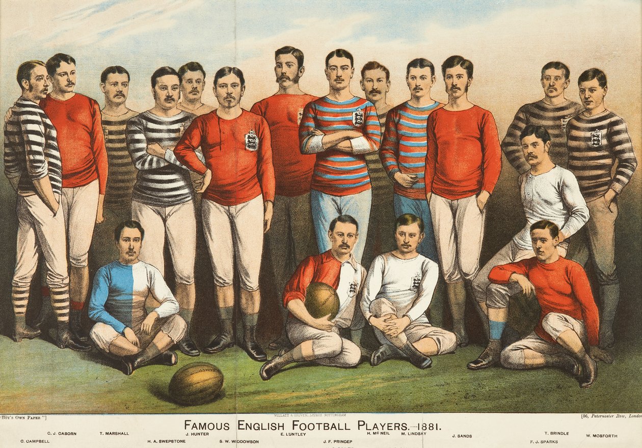Slavní angličtí fotbalisté z roku 1881, od Boys Own od English School