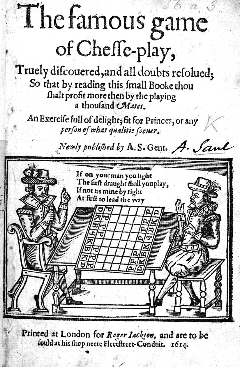 Slavná šachová hra, 1614 (dřevoryt) od English School