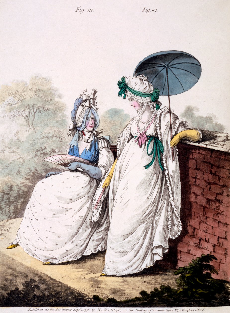 Fashion Plate of Ladies Ranní šaty, 1796 od English School