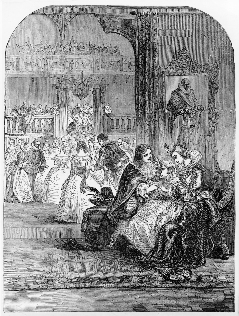 První rozhovor prince Charlese (1600-49) s princeznou Henriettou (1609-69) v Paříži od English School