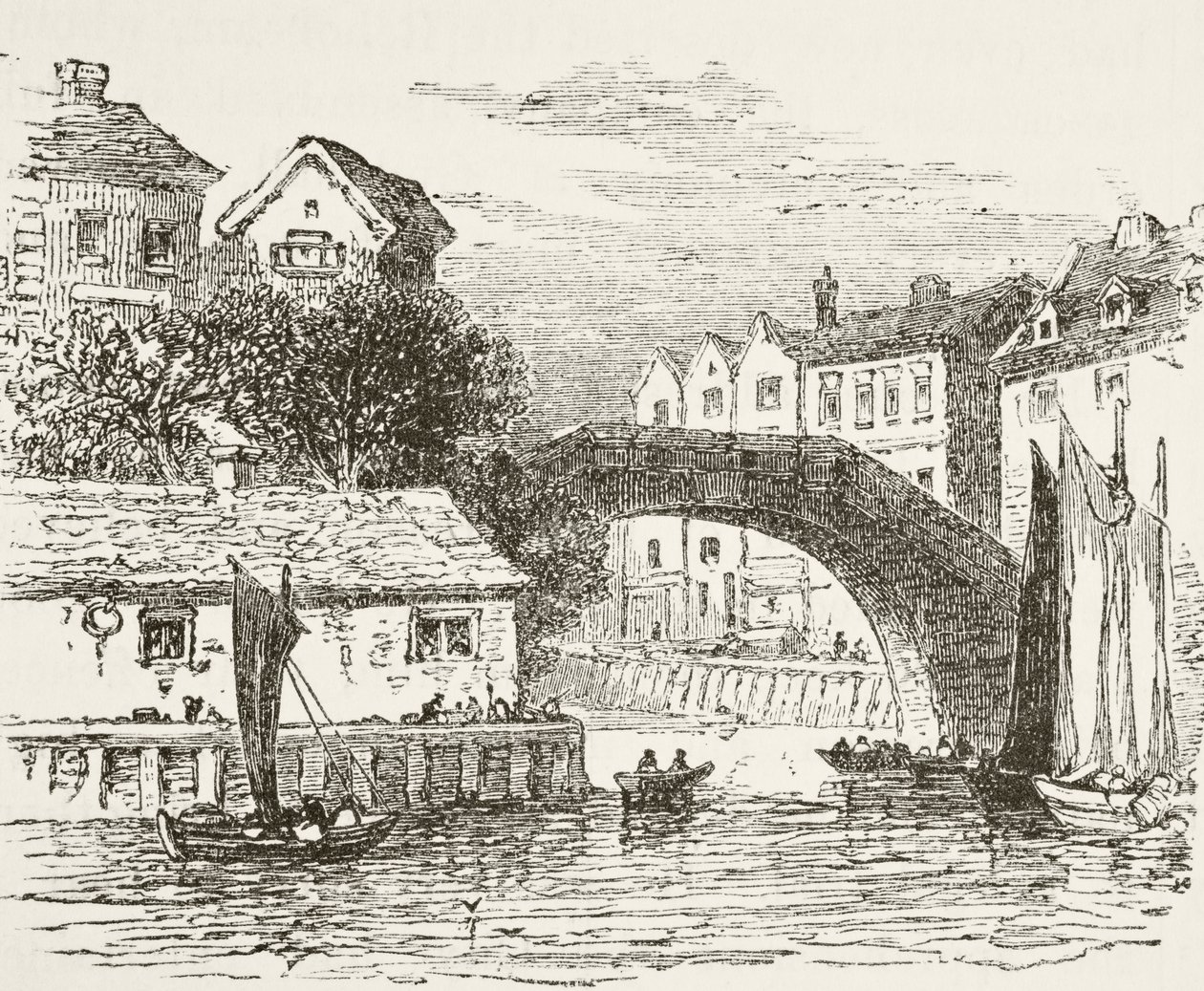 Fleet Bridge, Londýn v 17. století, z „Národních a domácích dějin Anglie“ od Williama Hickmana Smith Aubrey (1858-1916), publikováno v Londýně, kolem roku 1890 od English School
