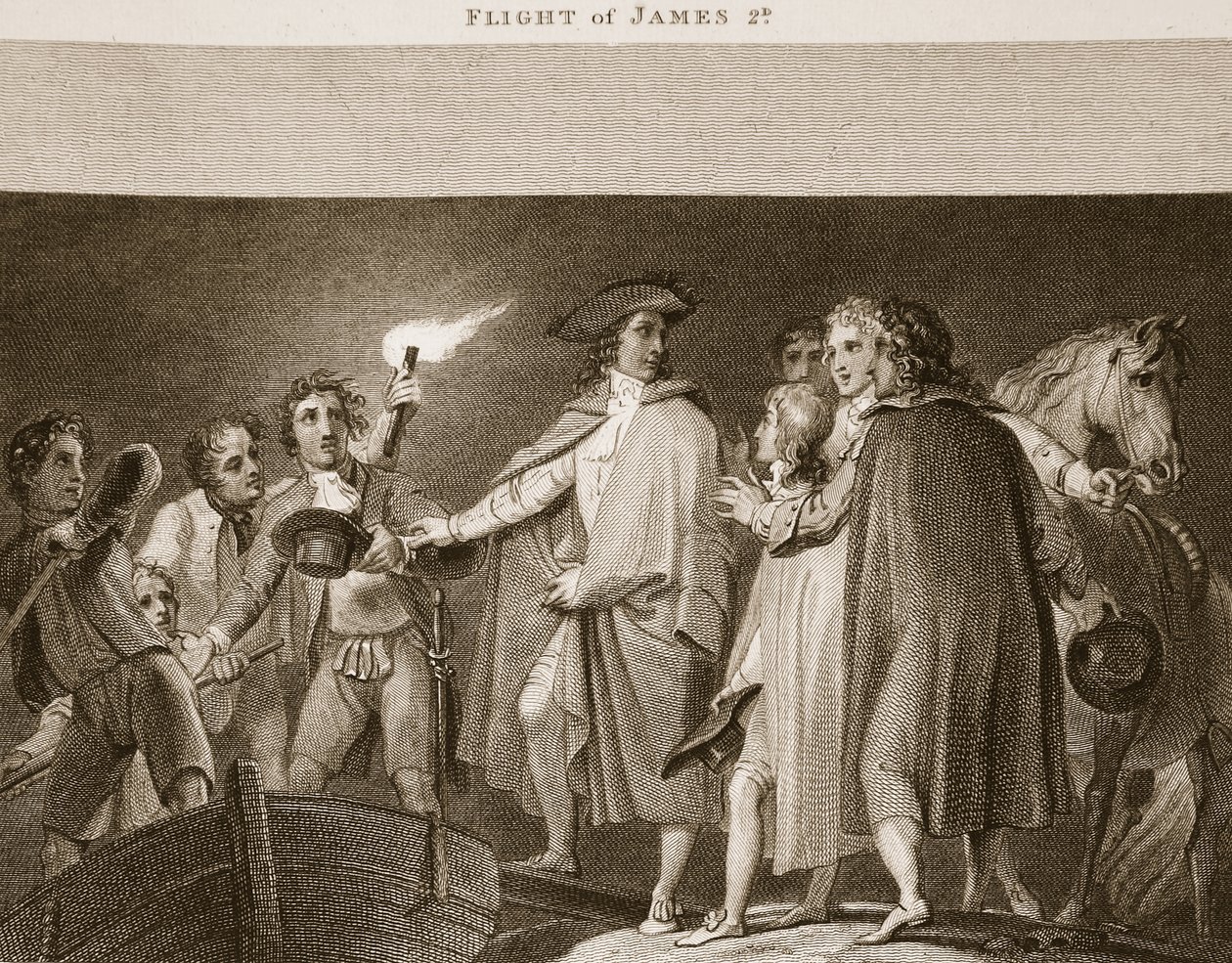Let Jakuba 2., ilustrace z knihy Davida Humese The History of England, vyd. R. Bowyer, Londýn, 1812. od English School