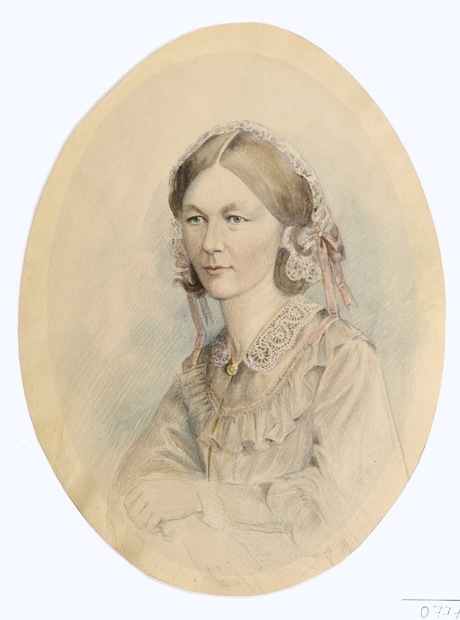 Florence Nightingale, podle fotografie Lenthall, 1956 (tužka a mytí na papíře) od English School