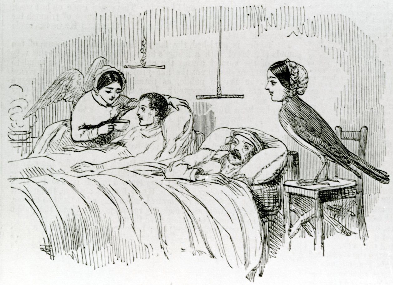 Florence Nightingale a jeden z jejích služebných andělů na Krymu od English School