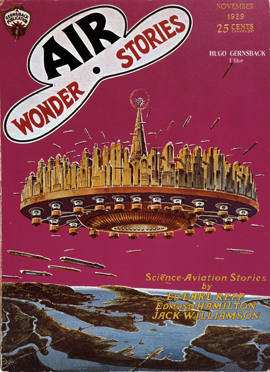 Létající talíř - v "" Air Wonder Stories", listopad 1929 od English School