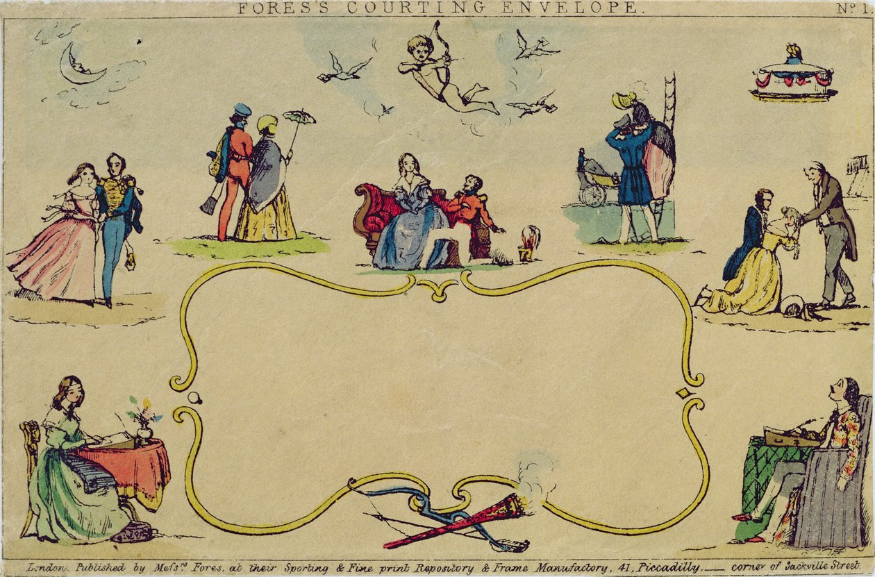 Foress Courting Envelope, pub. od pánů Fores, kolem roku 1840 od English School