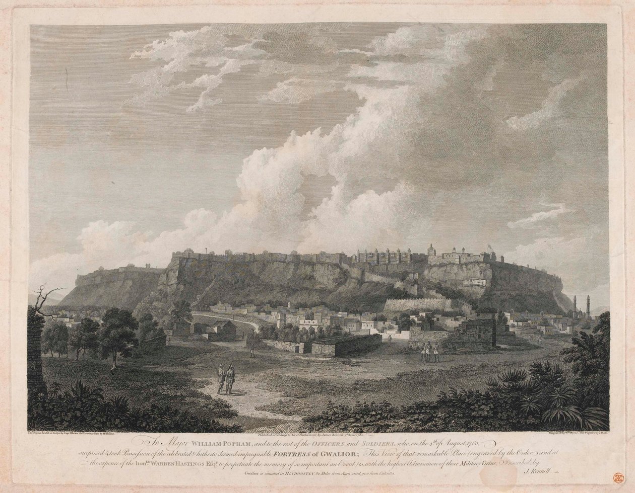 „Pevnost Gwalior“ (čárová rytina, barevná) od English School