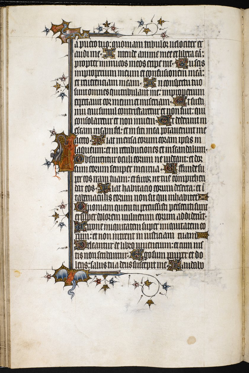 Liška a čáp v hraničním detailu MS Egerton 3277, f.47v, z 