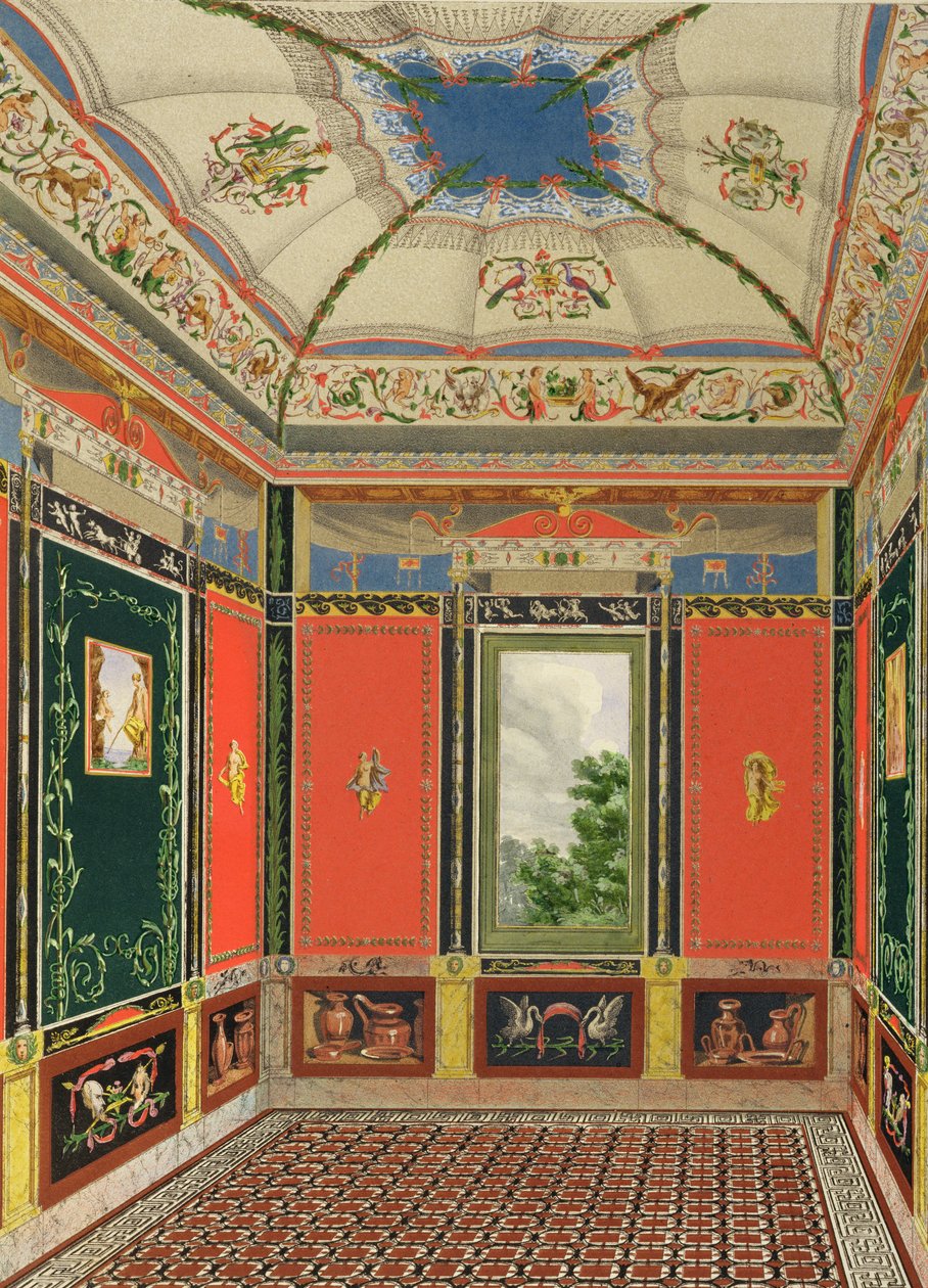 Fresková výzdoba v Letním domě Buckinghamského paláce, z Dekorace zahradního pavilonu v Grounds Buckinghamského paláce od Ludwiga Grunera (1801-82) a Anny Brownell Jameson (1794-1 od English School