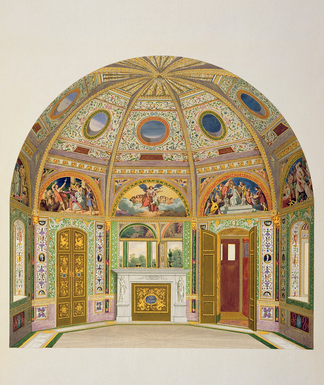 Fresková výzdoba v Letním domě Buckinghamského paláce, z Dekorace zahradního pavilonu v Grounds Buckinghamského paláce od Ludwiga Grunera (1801-82) a Anny Brownell Jameson (1794-1 od English School