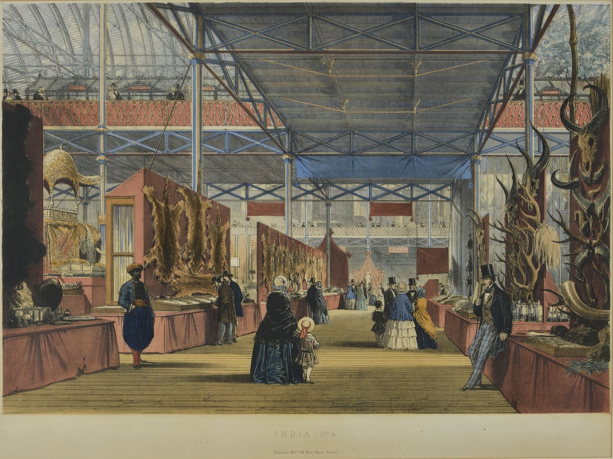 Z „Dickinsonových souhrnných obrázků z Velké výstavy z roku 1851“, publikovaných v roce 1854, Indie č. 6, 1854 od English School