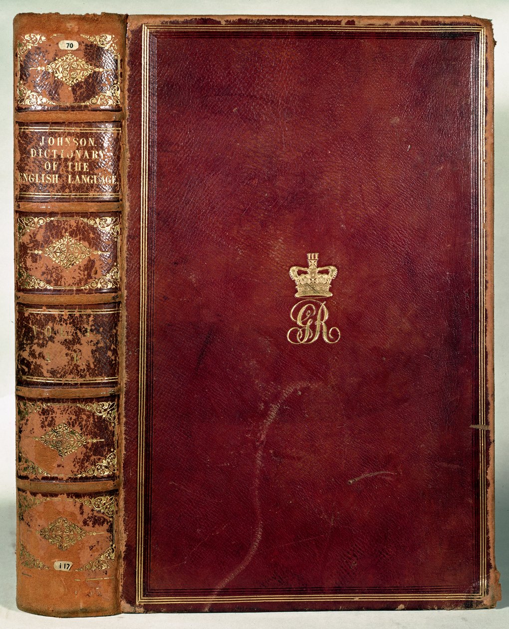 Přední strana obálky Johnsons Dictionary of the English Language (kůže) od English School