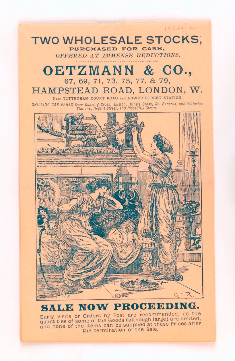 Přední strana obálky z katalogu Oetzmann & Co., kolem 1885-90 (tisk) od English School
