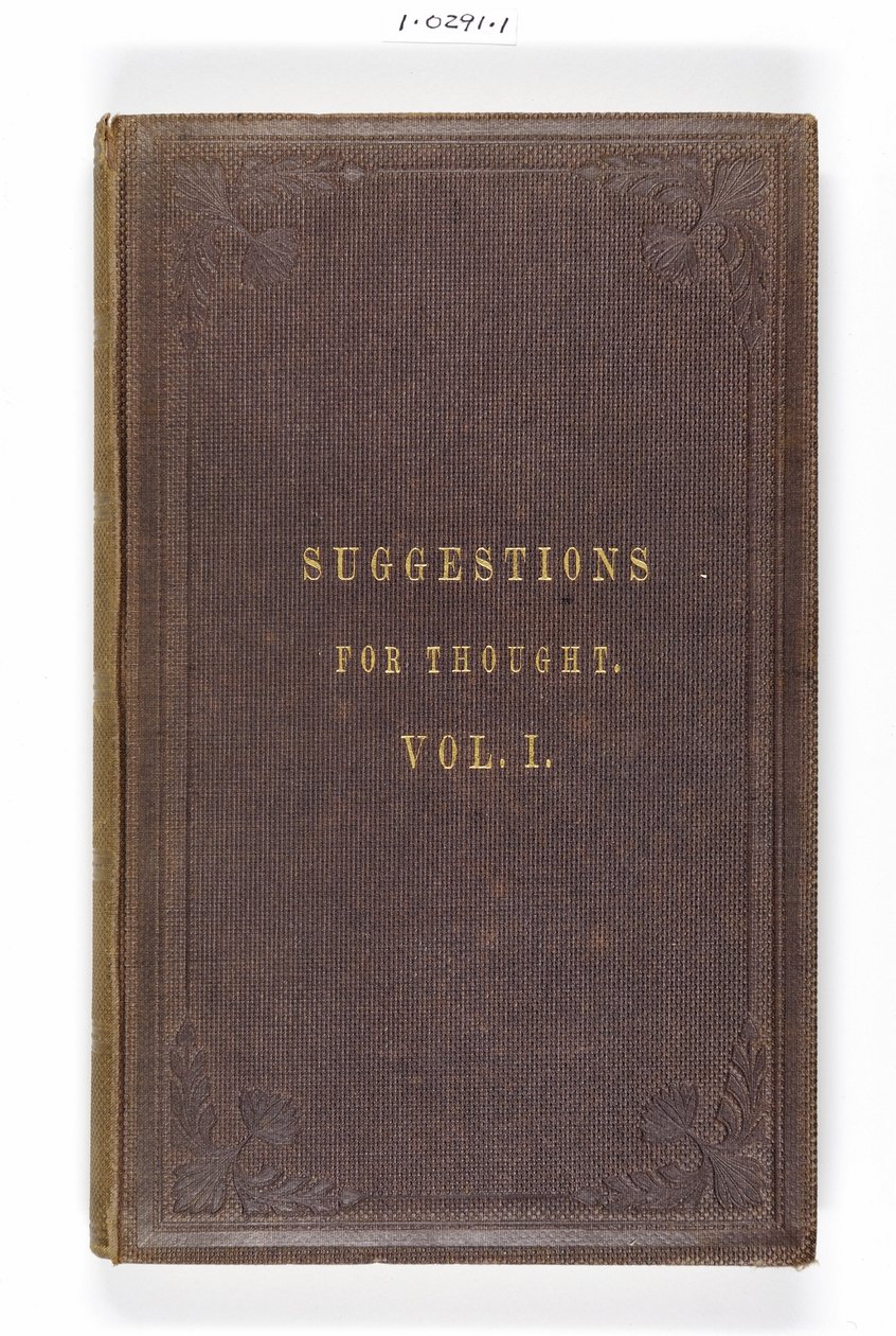 Přední strana obálky Florence Nightingales Suggestions for Thought pro hledače pravdy mezi anglickými řemeslníky, tisk Eyre & Spottiswoode, Londýn, 1860 od English School