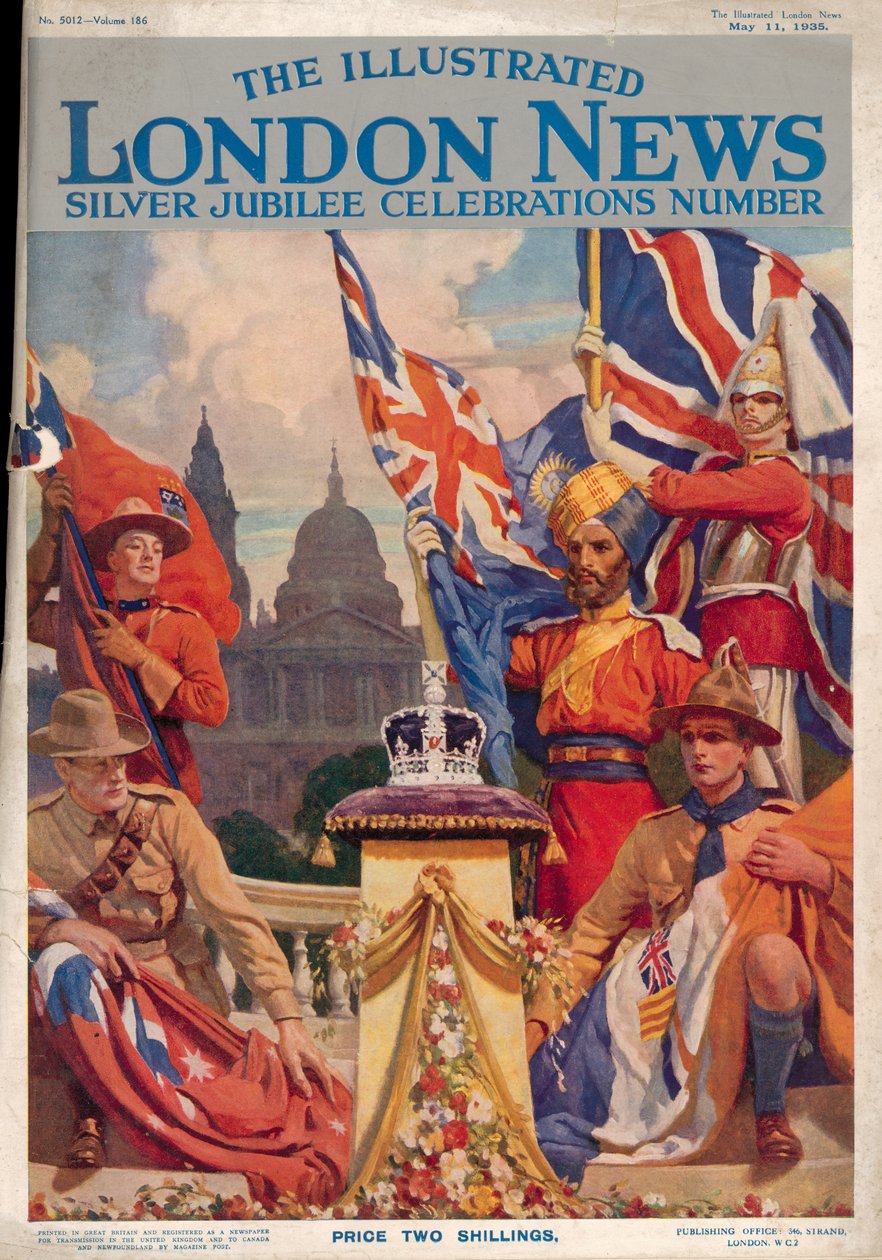 Přední strana obálky The Illustrated London News Silver Jubilee Celebrations Number, 11. května 1935 od English School