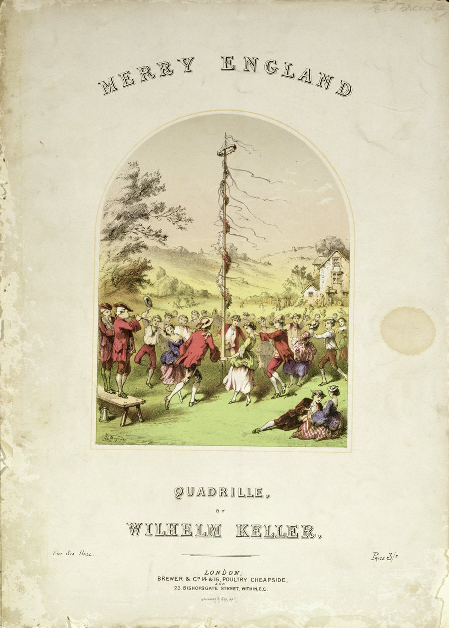 Přední strana obálky hudebního obalu Merry England, čtyřkolka od Wilhelma Kellera od English School