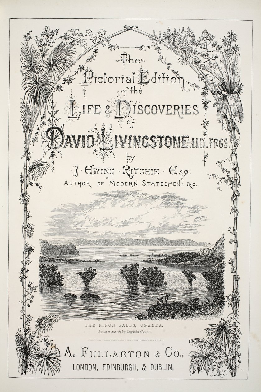 Frontispis z Obrazového vydání života a objevů Davida Livingstona od J. Ewinga Richieho, pub. od A. Fullarton & Co., 1876 od English School